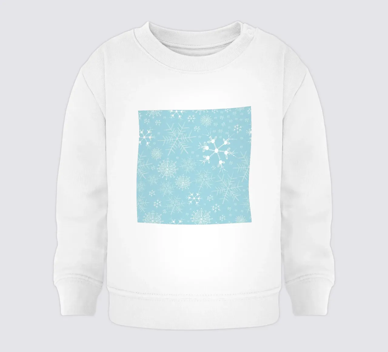 Weiße Schneeflocken mit blauem Hintergrundmuster Baby Sweatshirt von gulsengunel
