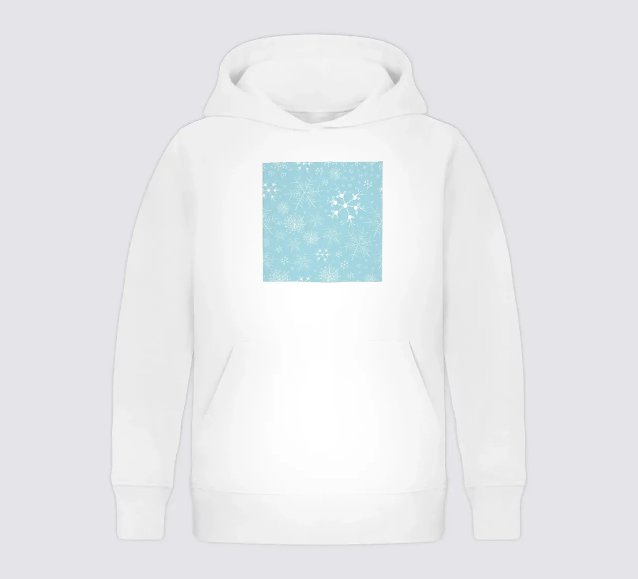 Weiße Schneeflocken mit blauem Hintergrundmuster Kinder Hoodie von gulsengunel