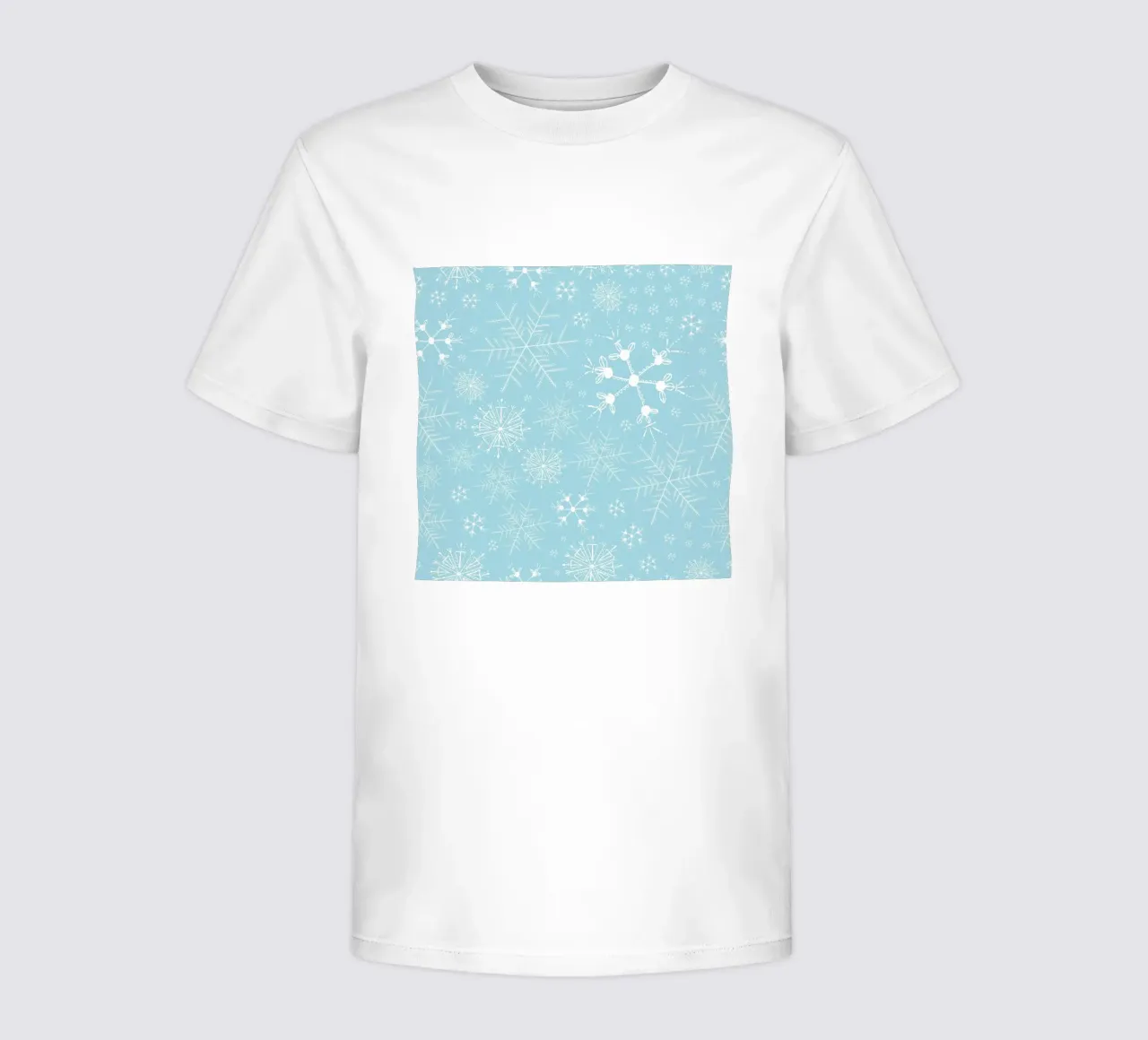 White snowflakes with blue background pattern kids t-shirt by gulsengunel