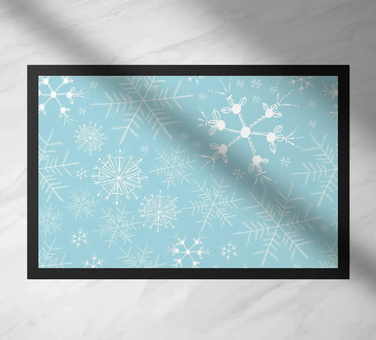 Flocons de neige blancs sur fond bleu paillasson de gulsengunel