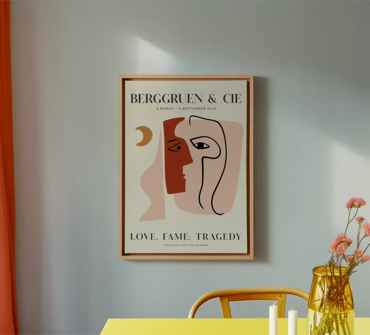 Berggruen & Cie Liefde Roem Tragedie Abstracte Gezichten canvas met Baklijst van homdeco