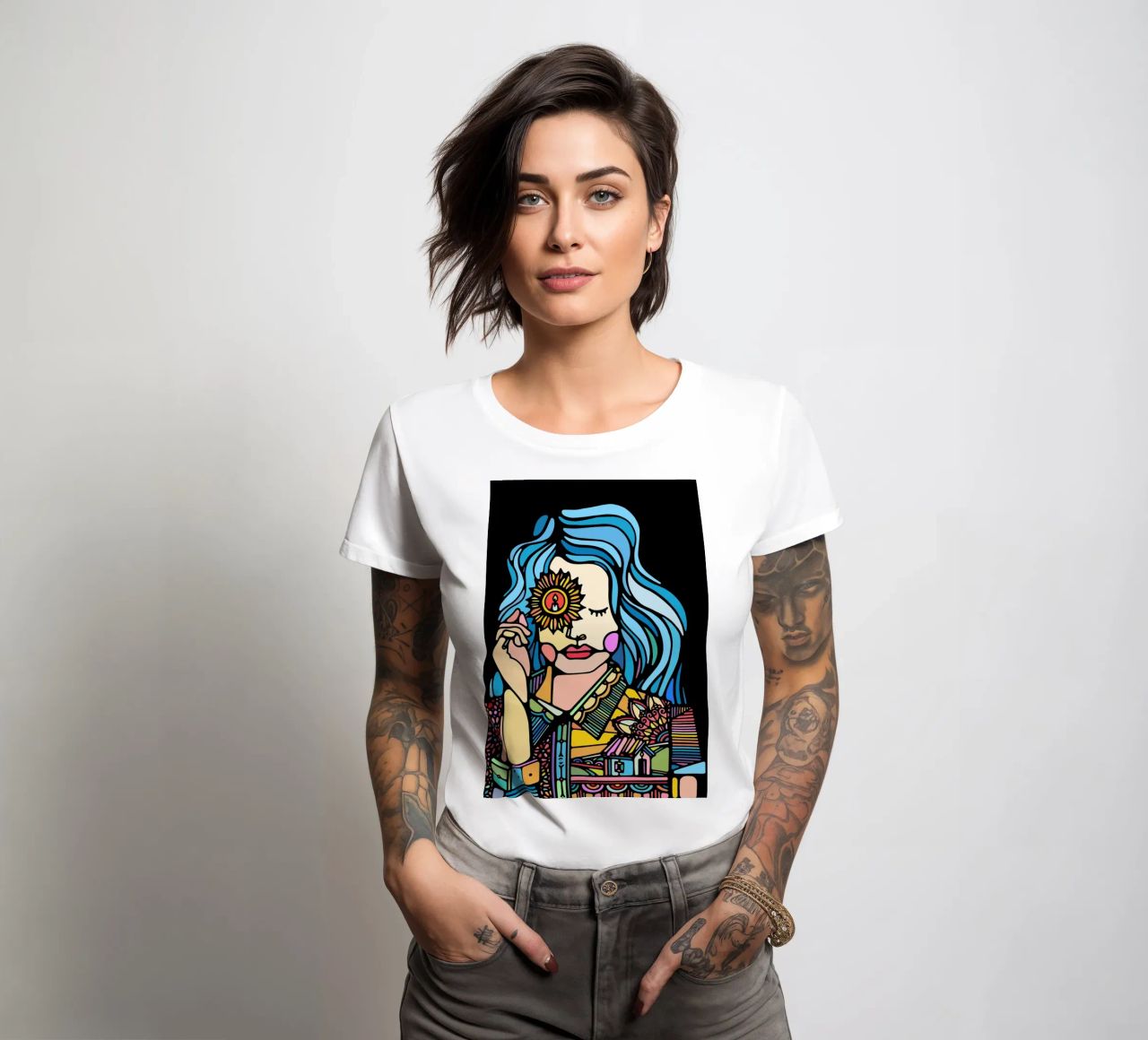Sun eyes women's fitted t-shirt by Ninhol