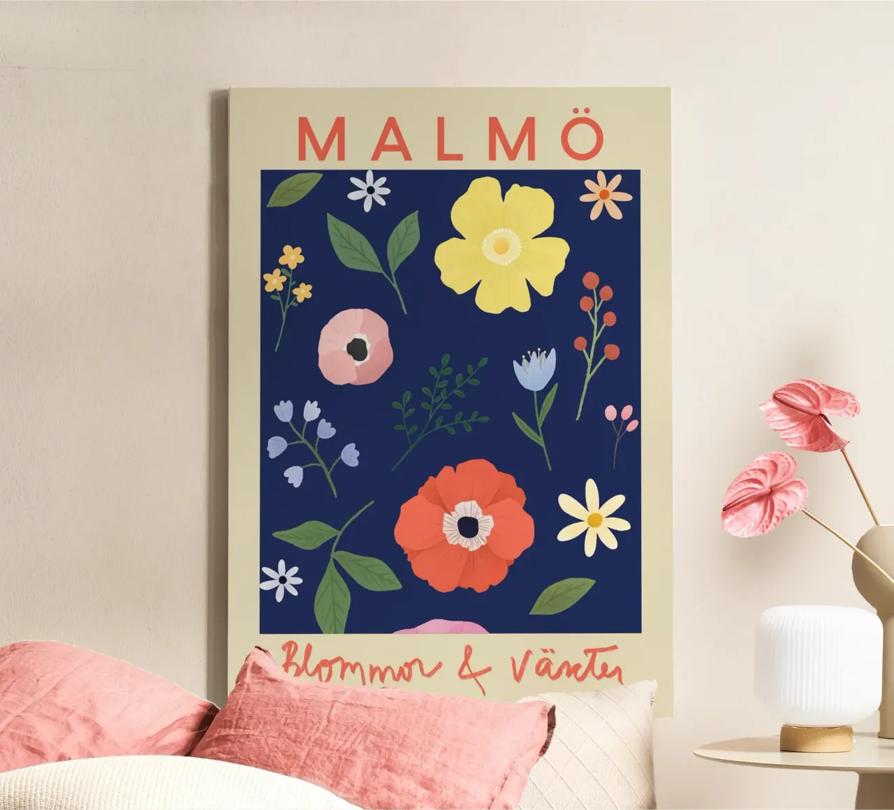 Fiori e piante di Malmö Stampa floreale svedese tela con Cornice a cassetta da homdeco