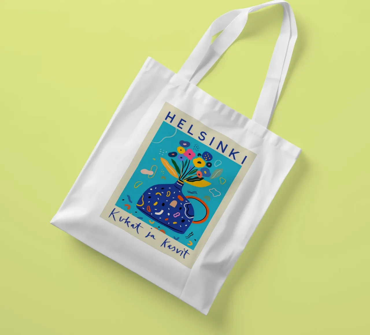 Helsinki Fiori e piante Vaso floreale astratto borsa in juta da homdeco