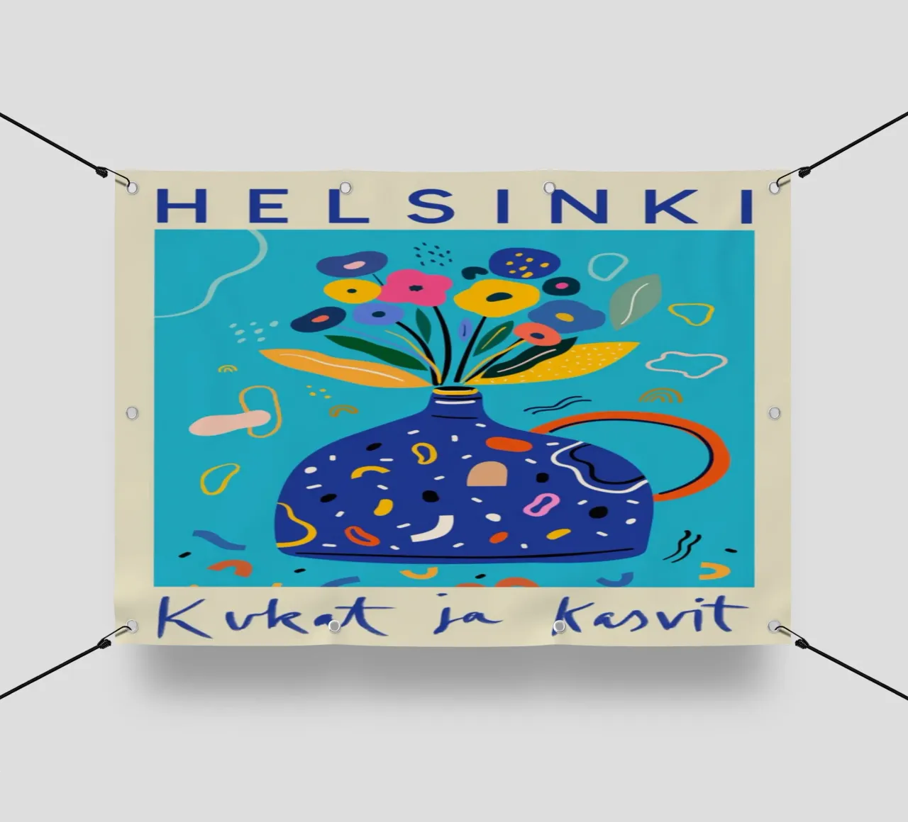 Helsinki Fiori e piante Vaso floreale astratto telo in pvc da homdeco