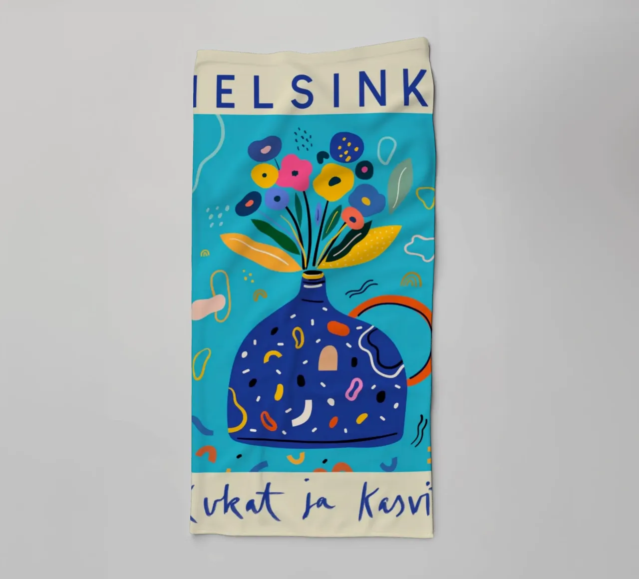 Helsinki Fiori e piante Vaso floreale astratto asciugamano da bagno da homdeco