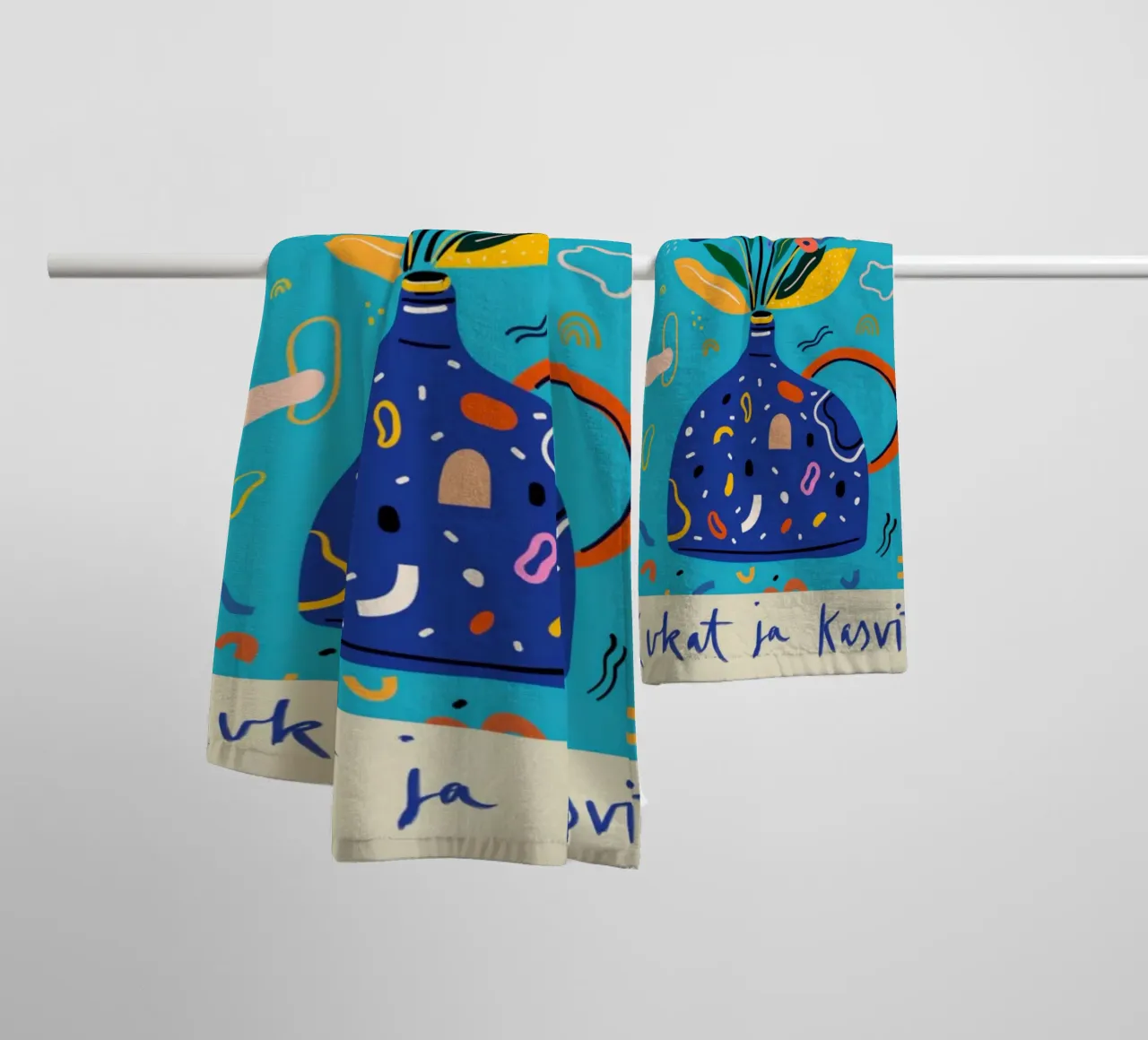 Helsinki Fiori e piante Vaso floreale astratto asciugamano da bagno da homdeco