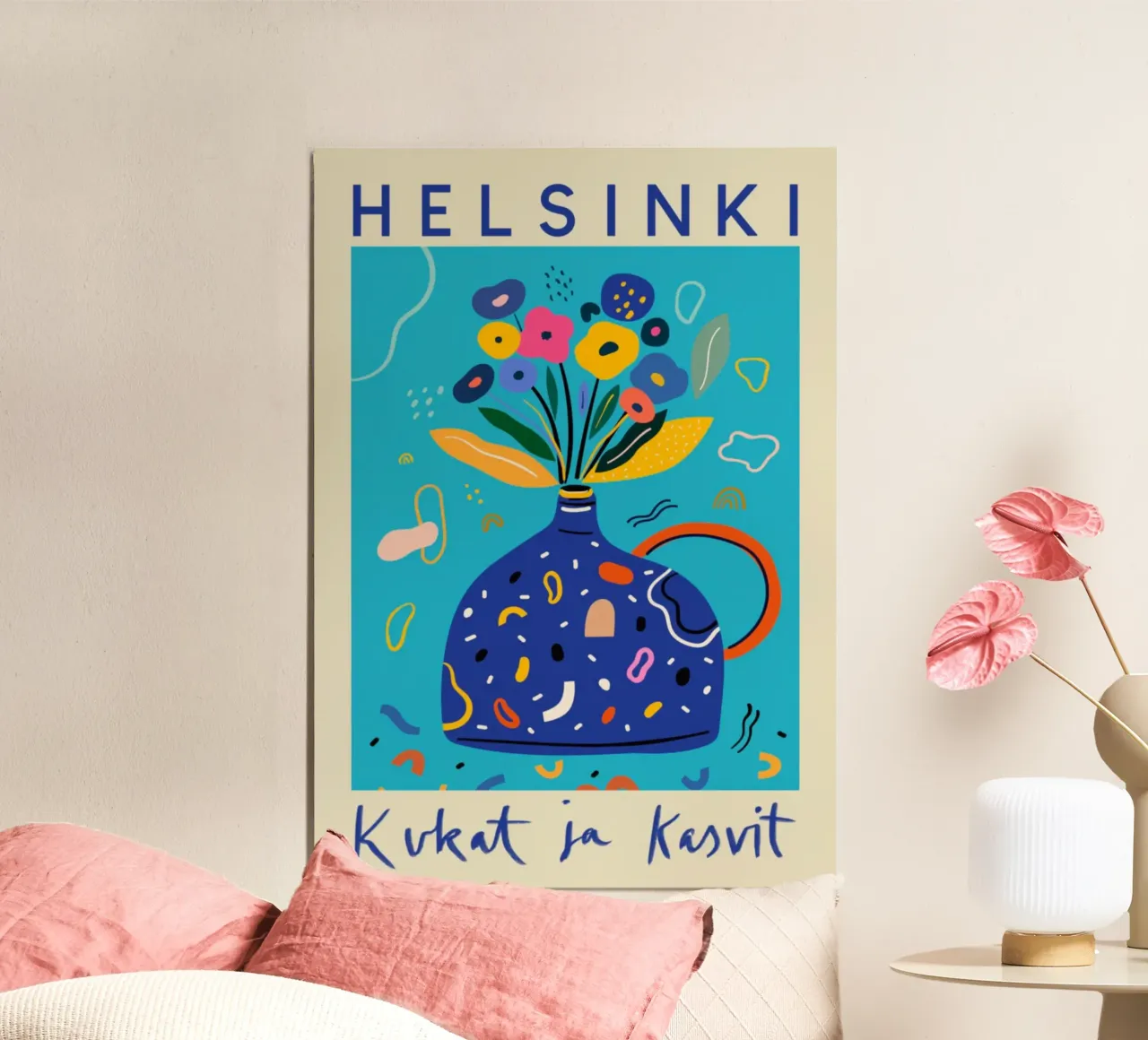 Helsinki Fiori e piante Vaso floreale astratto alluminio dibond da homdeco