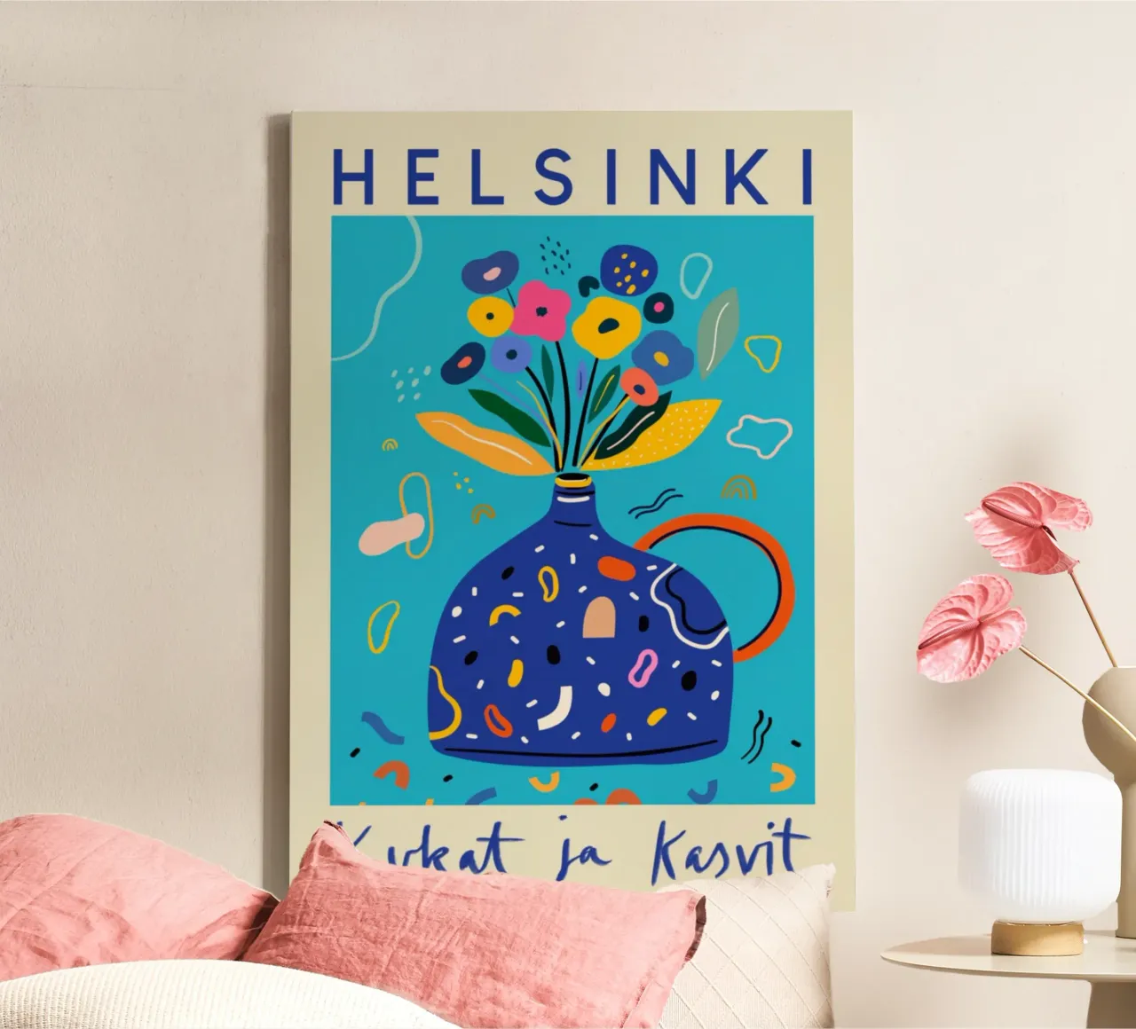 Helsinki Fiori e piante Vaso floreale astratto tela da homdeco