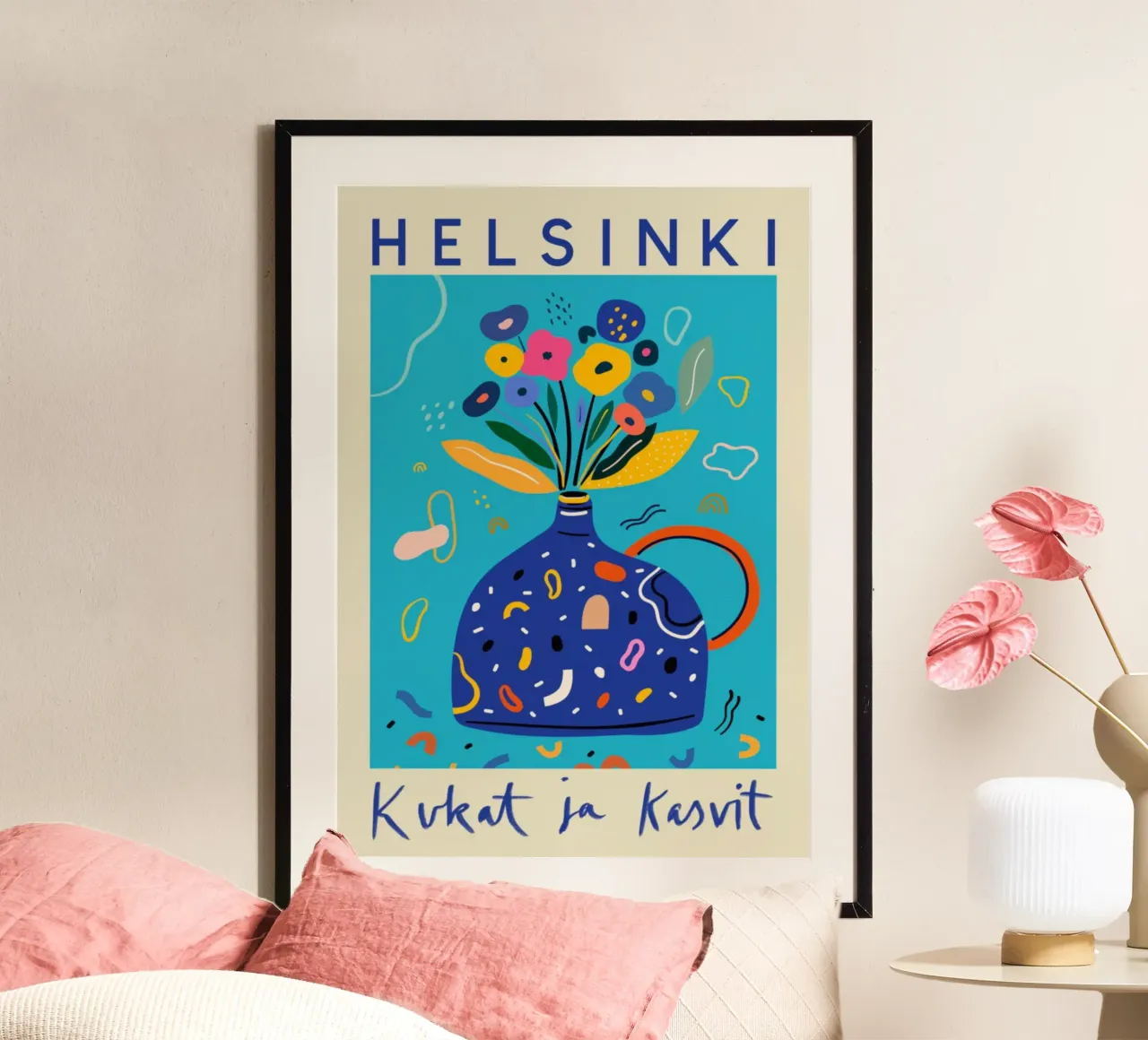 Helsinki Fiori e piante Vaso floreale astratto carta hahnemühle da homdeco
