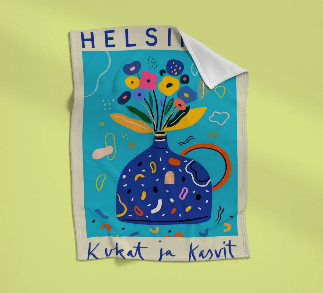 Helsinki Fiori e piante Vaso floreale astratto coperta in pile da homdeco