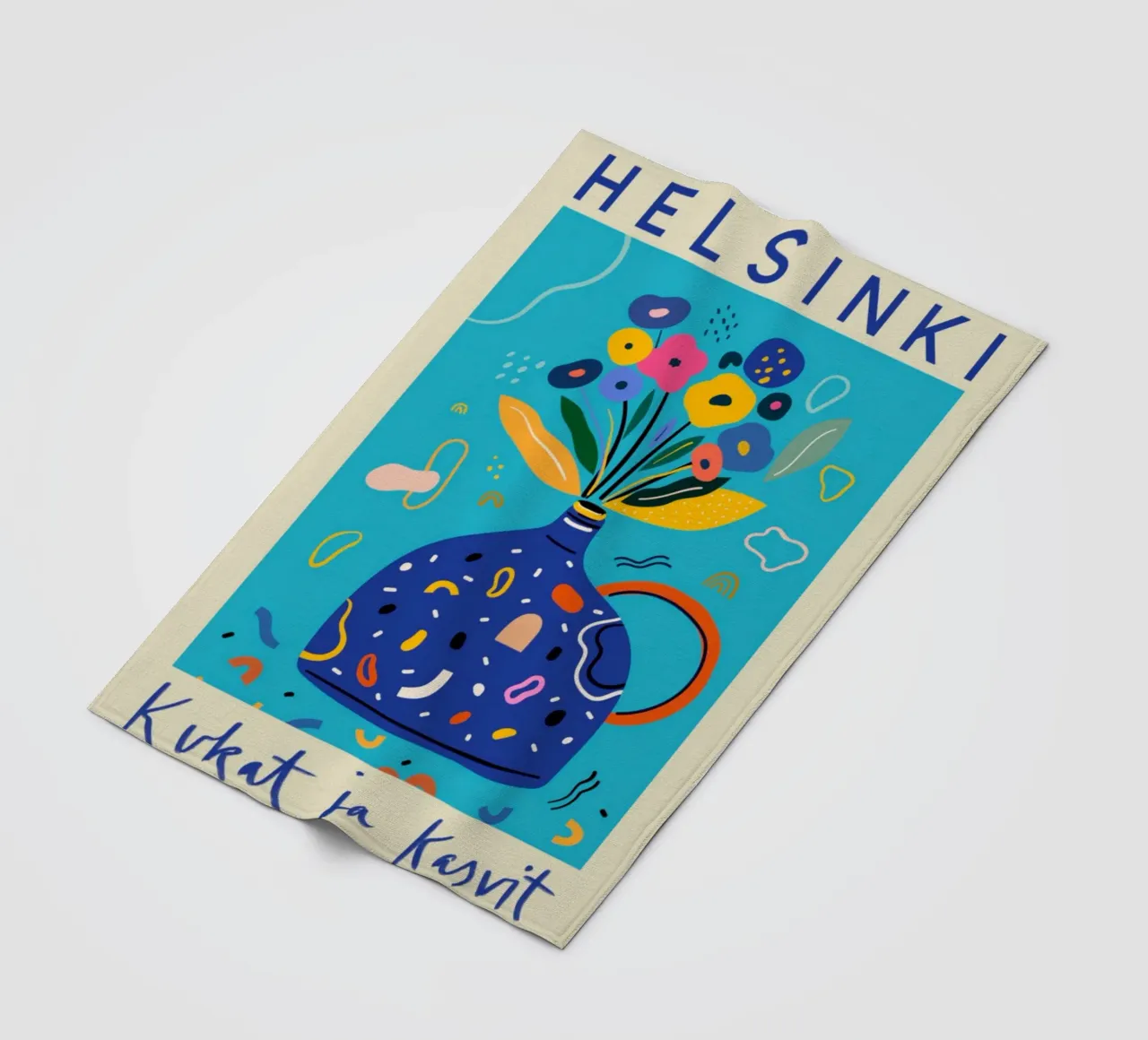 Helsinki Fiori e piante Vaso floreale astratto coperta in pile da homdeco