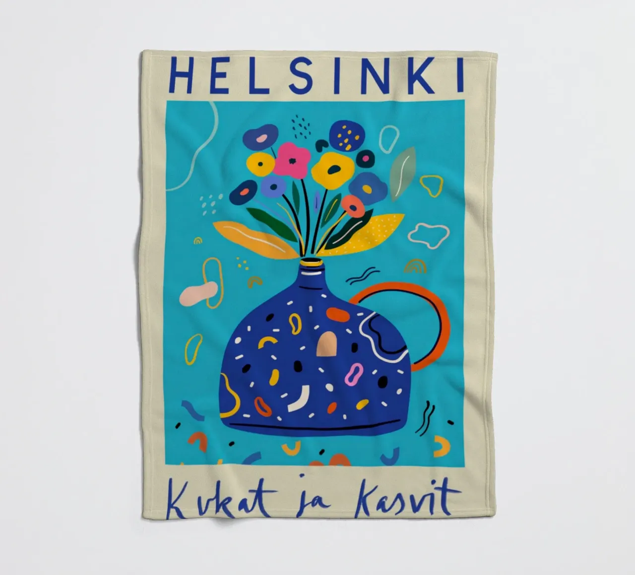 Helsinki Fiori e piante Vaso floreale astratto coperta in pile da homdeco