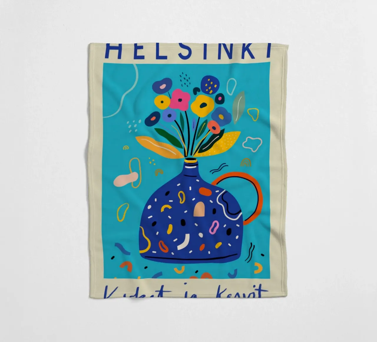 Helsinki Fiori e piante Vaso floreale astratto coperta in pile da homdeco