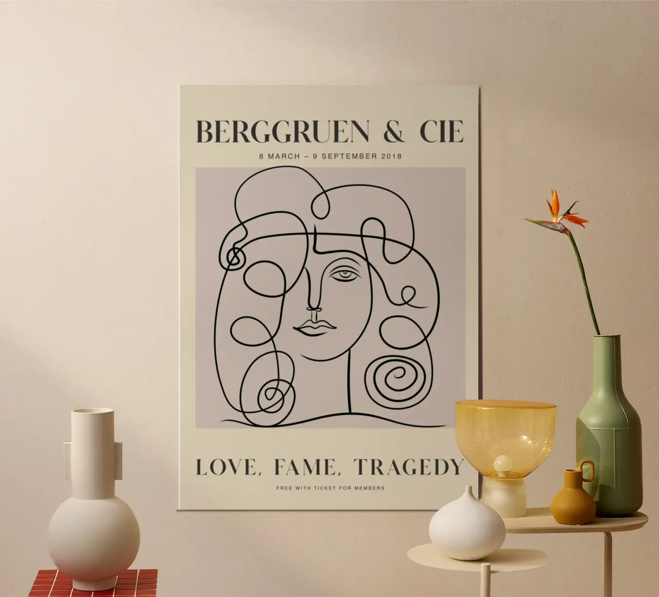Berggruen & Cie Amore Fama Tragedia Line Art poster con telaio in legno da homdeco