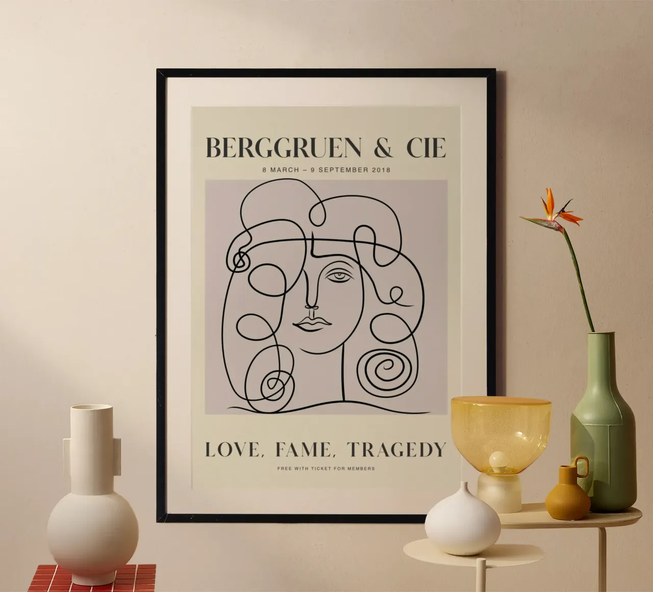Berggruen & Cie Amore Fama Tragedia Line Art poster con telaio in legno da homdeco