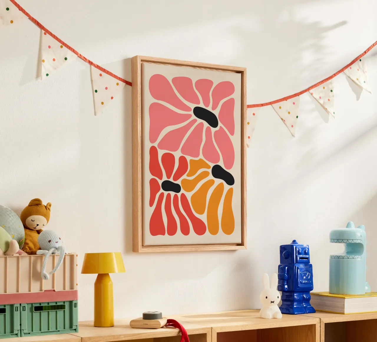 Abstract Bloemblaadjes Pop Art Floral Print canvas van homdeco