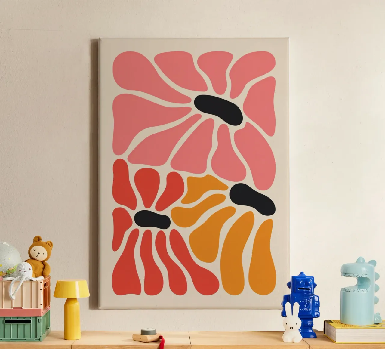 Abstract Bloemblaadjes Pop Art Floral Print canvas van homdeco