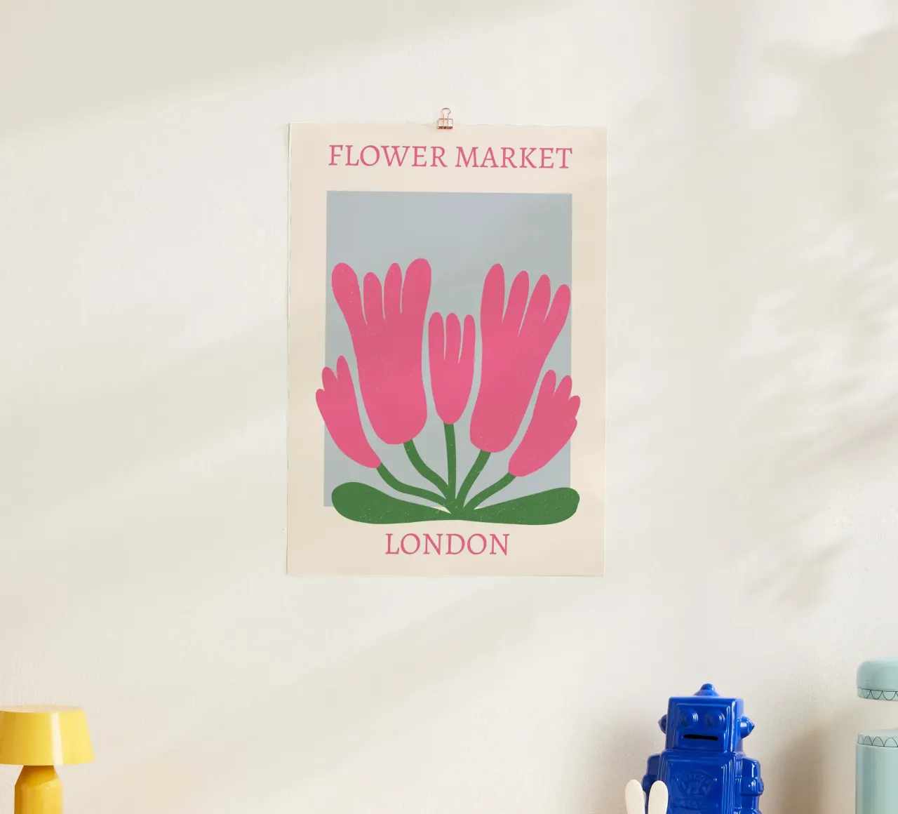 Bloemenmarkt Londen Abstract Roze Tulp Print poster van homdeco