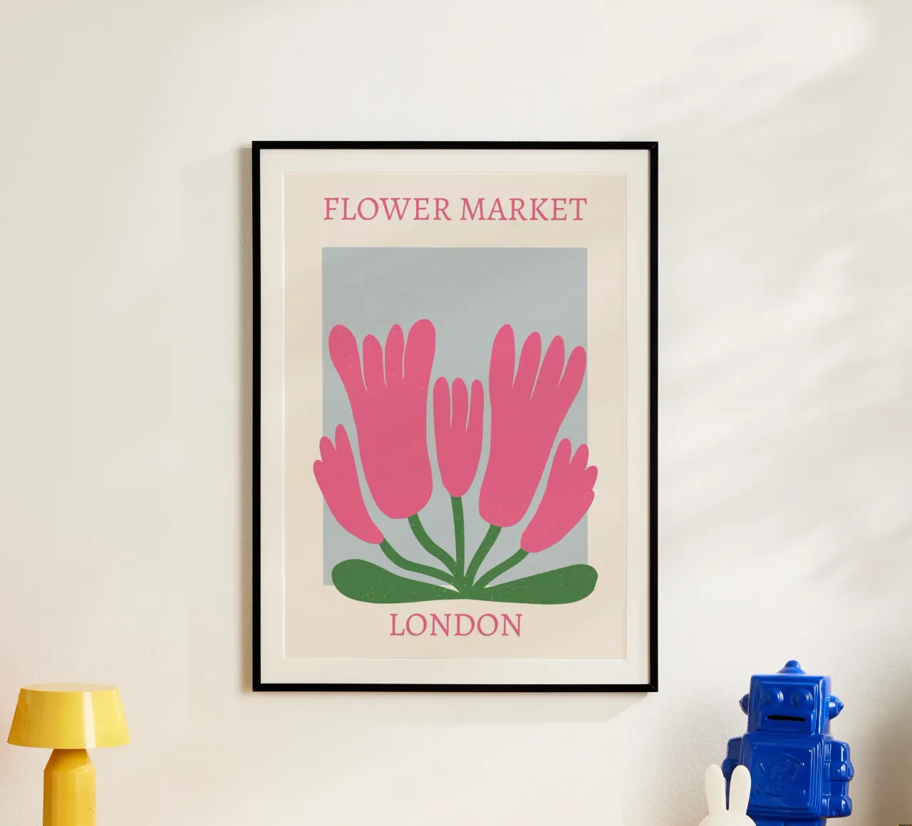Bloemenmarkt Londen Abstract Roze Tulp Print poster van homdeco