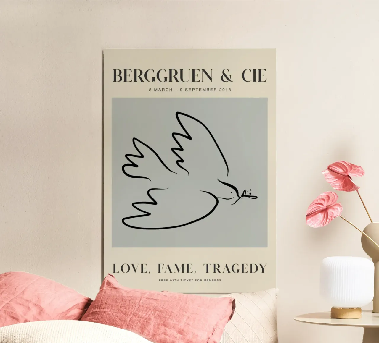 Berggruen & Cie Liebe Ruhm Tragödie Taube Kunst Poster von homdeco