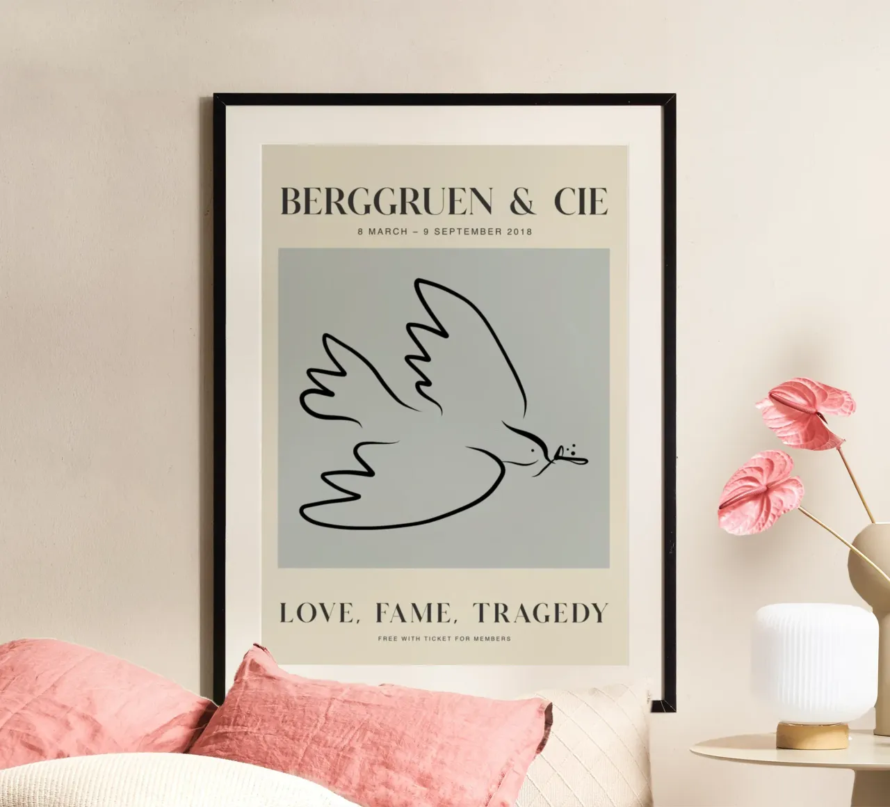 Berggruen & Cie Liebe Ruhm Tragödie Taube Kunst Poster von homdeco