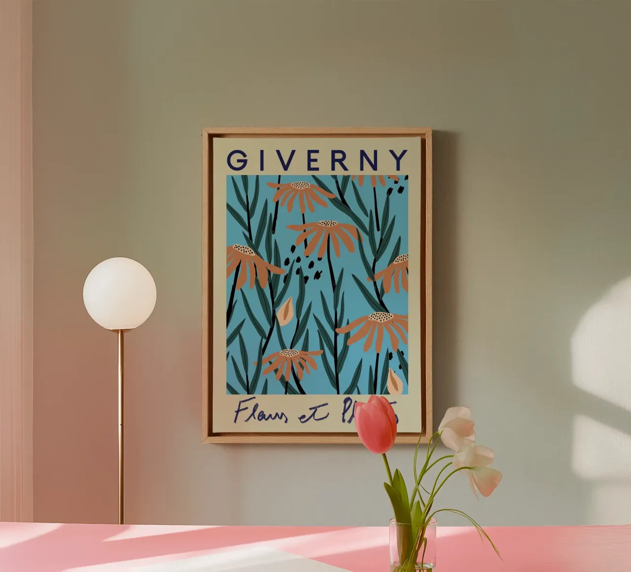 Giverny Fleurs et Plantes Abstract Bloemen Print canvas met Baklijst van homdeco