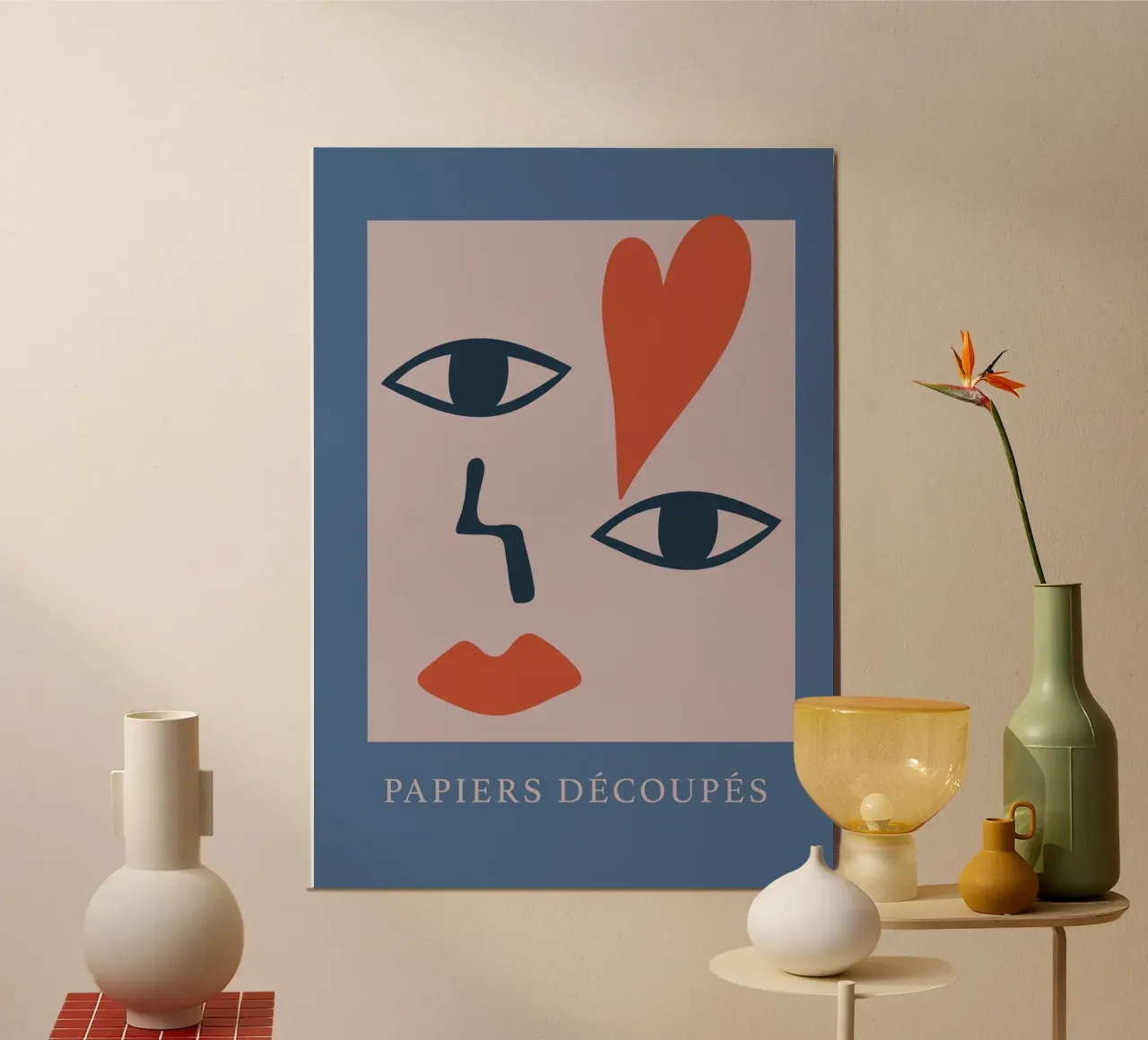Scherenschnittpapier Abstract Face Heart Print Poster von homdeco