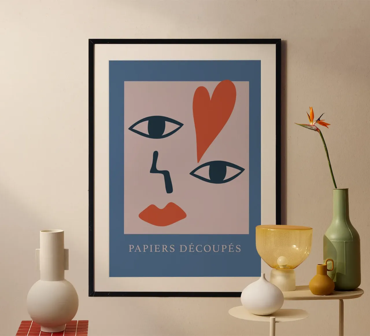 Scherenschnittpapier Abstract Face Heart Print Poster von homdeco