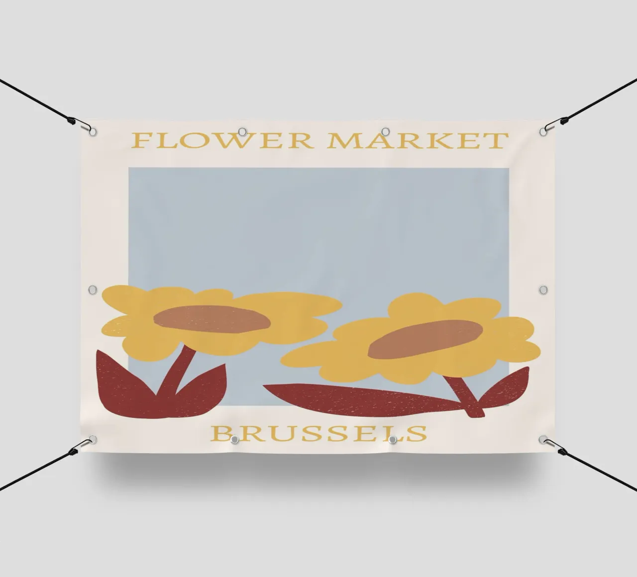 Mercato dei fiori di Bruxelles Fiore giallo astratto telo in pvc da homdeco