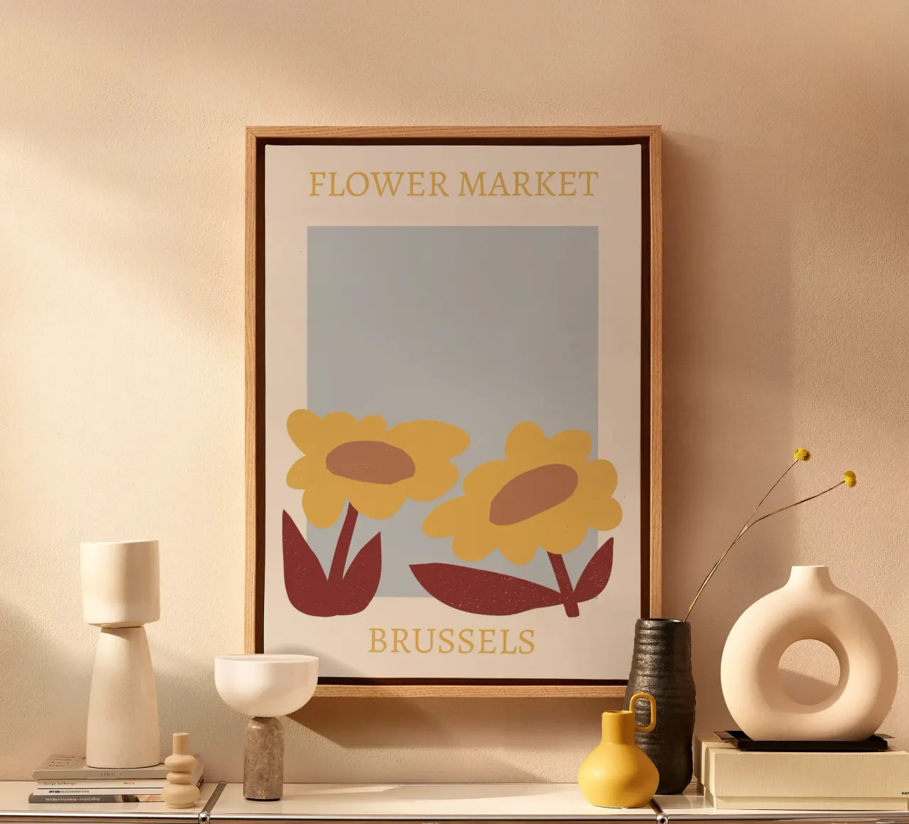 Brussels Flower Market Abstract Yellow Bloom canvas by homdeco