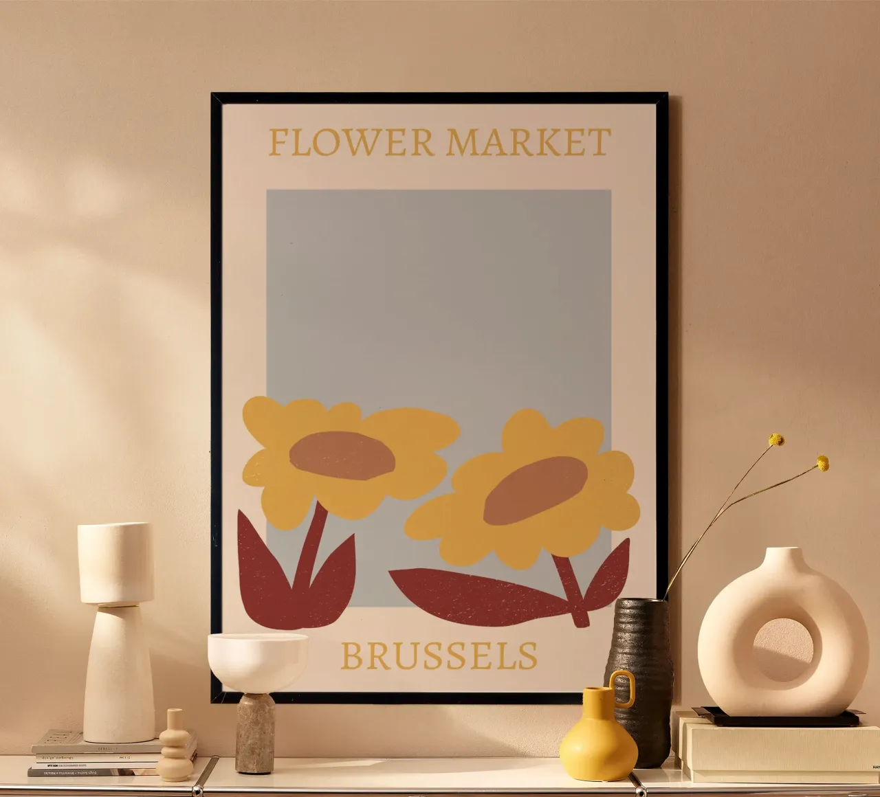 Mercato dei fiori di Bruxelles Fiore giallo astratto carta hahnemühle da homdeco