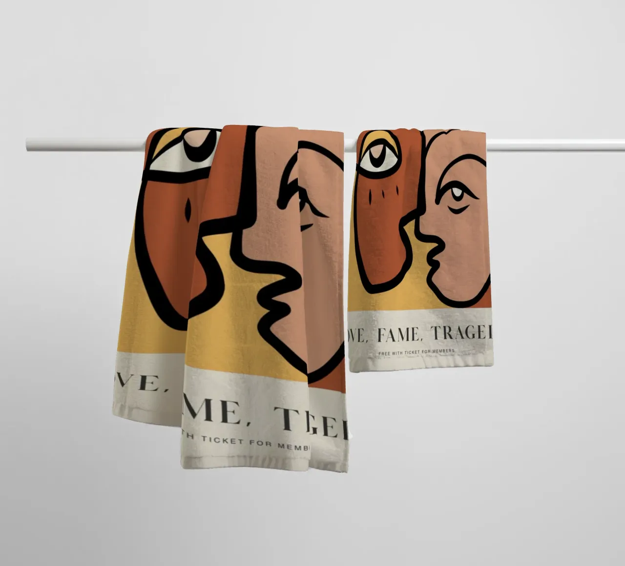 Berggruen & Cie Volti astratti Amore Fama Tragedia asciugamano da bagno da homdeco