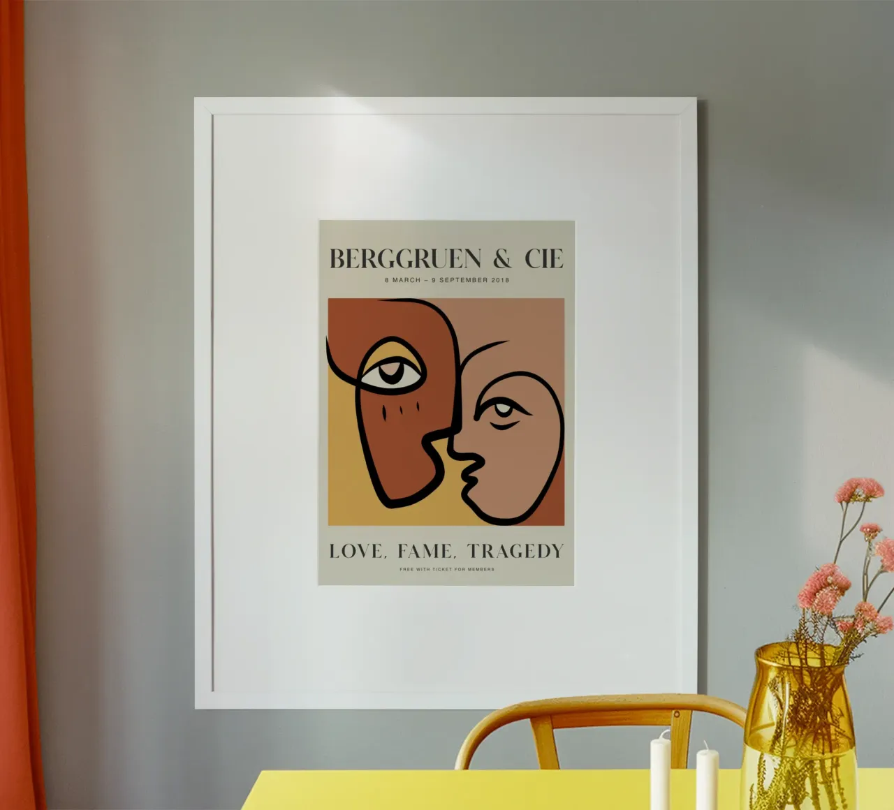 Berggruen & Cie Volti astratti Amore Fama Tragedia poster con telaio in legno da homdeco