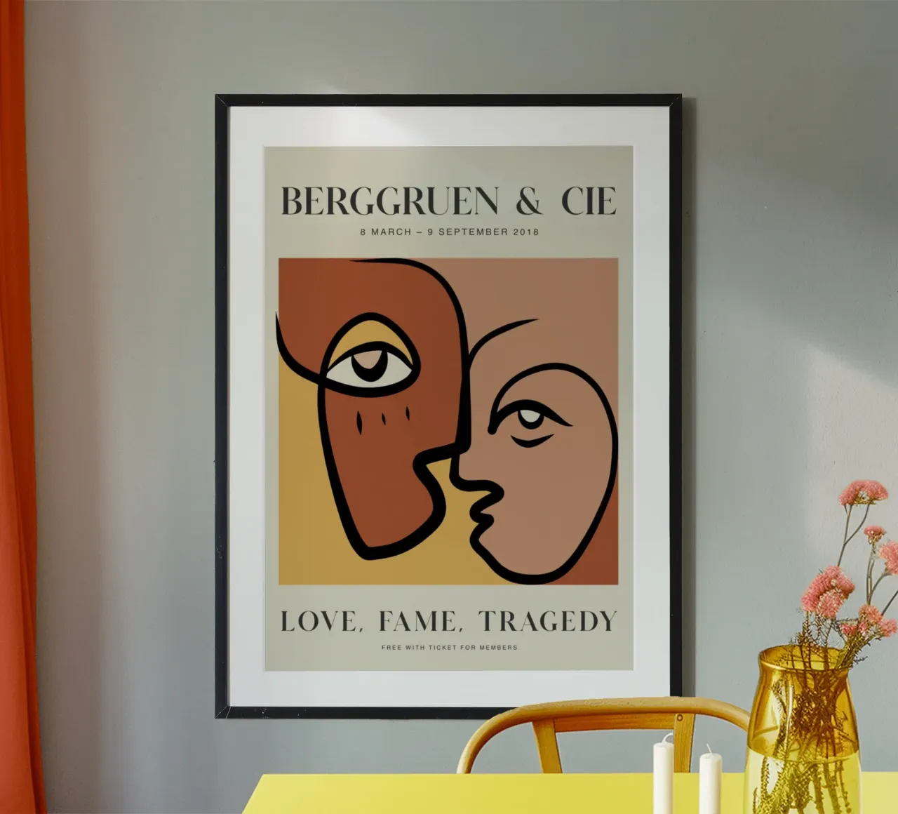 Berggruen & Cie Volti astratti Amore Fama Tragedia poster con telaio in legno da homdeco