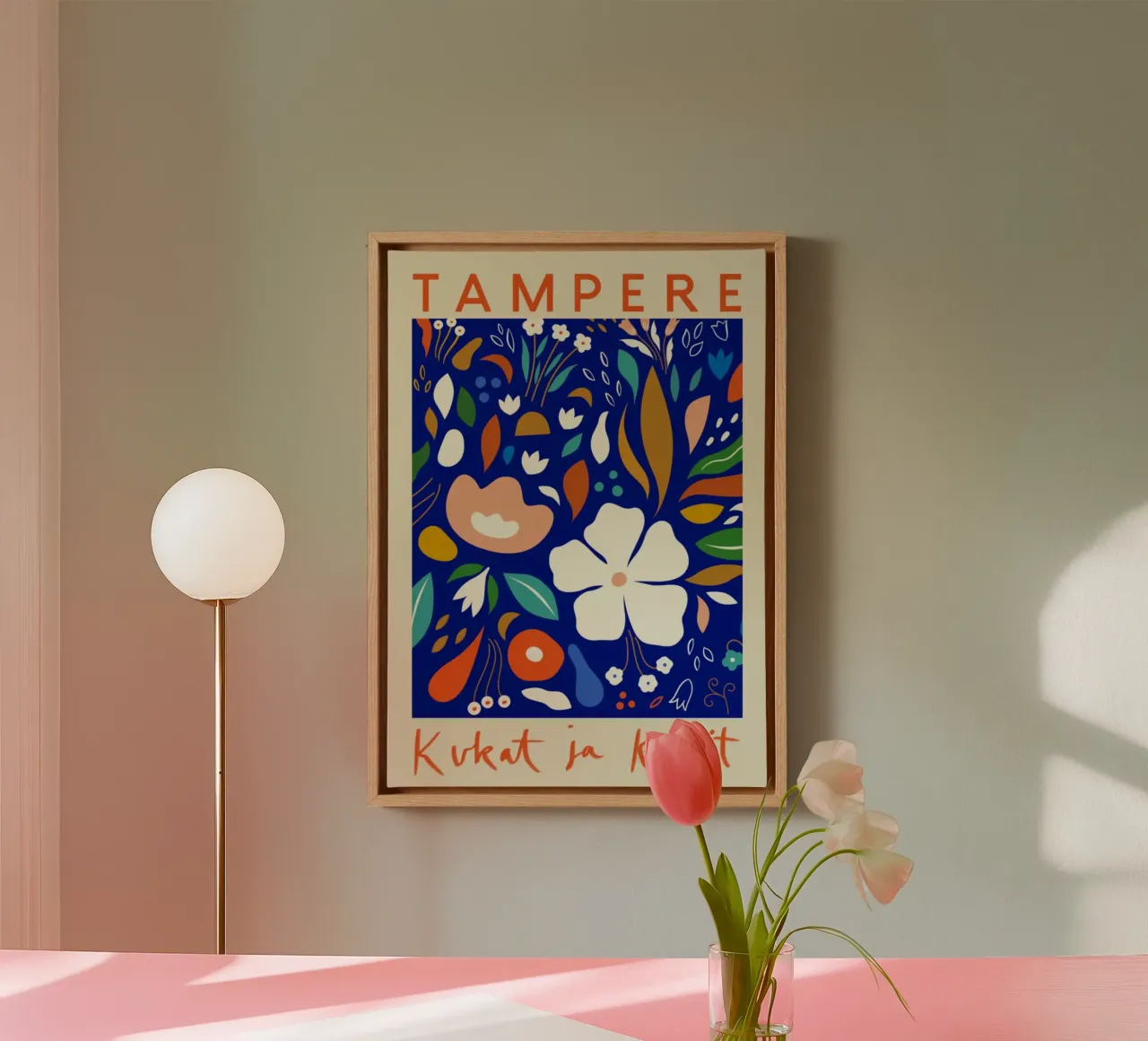 Fiori e piante di Tampere Stampa floreale nordica tela con Cornice a cassetta da homdeco