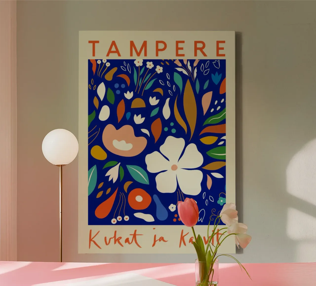 Fiori e piante di Tampere Stampa floreale nordica tela con Cornice a cassetta da homdeco