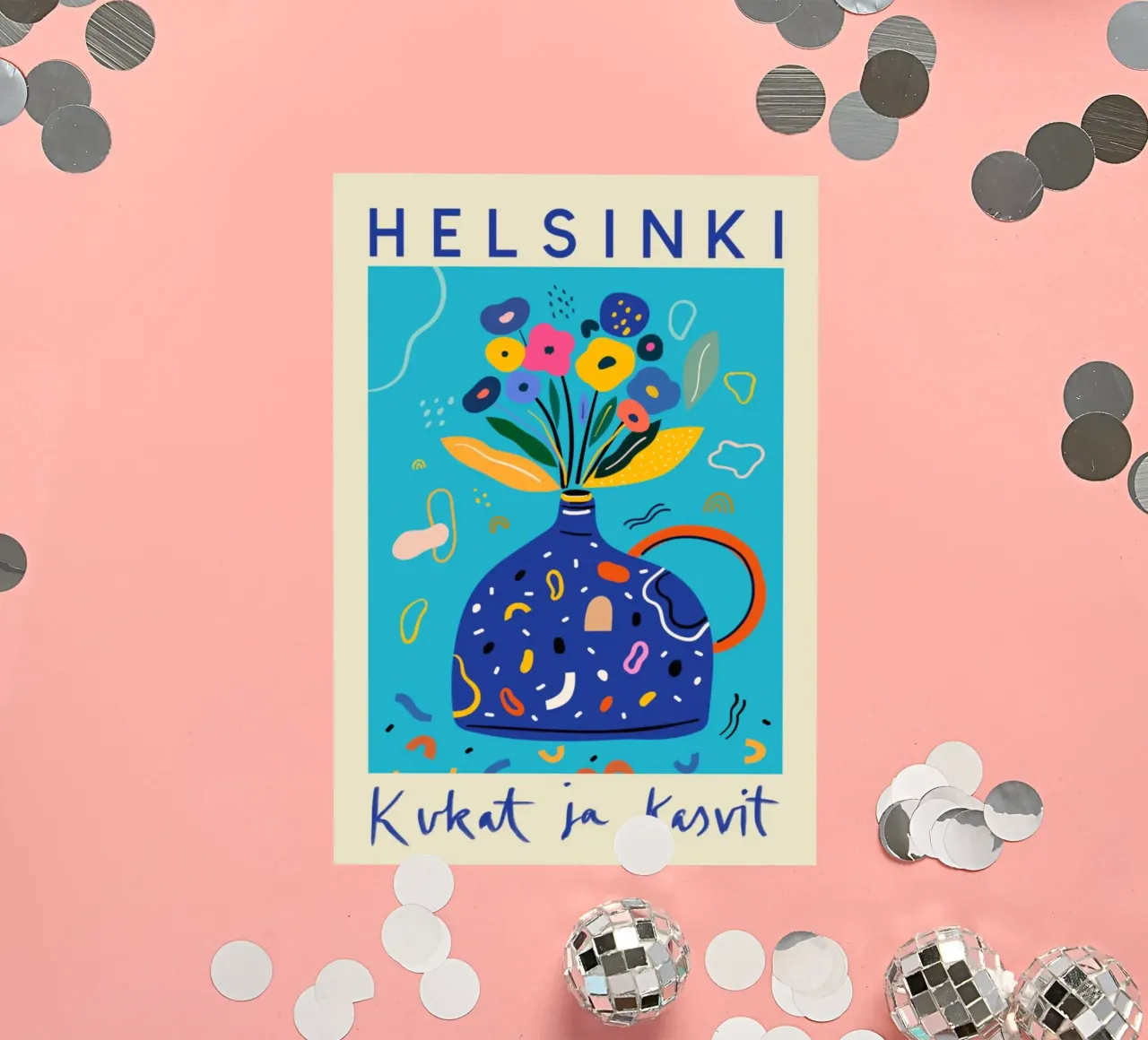 Helsinki Fiori e piante Vaso floreale astratto adesivo da homdeco