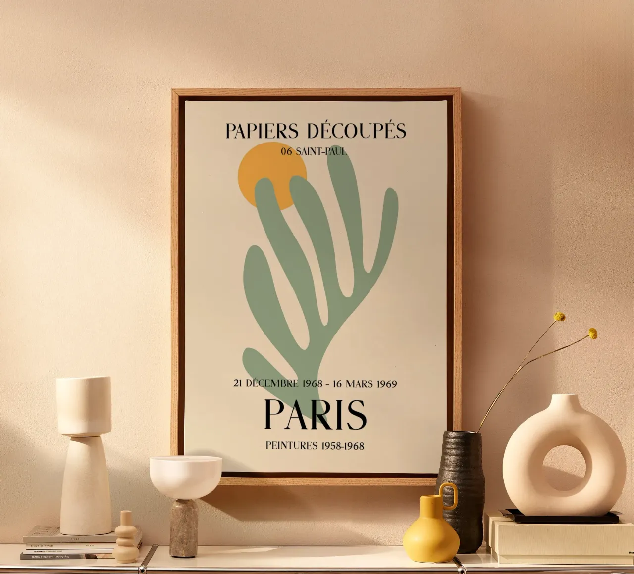 Saint-Paul París Recortables Planta Abstracta Print lienzo con Marco flotante de homdeco