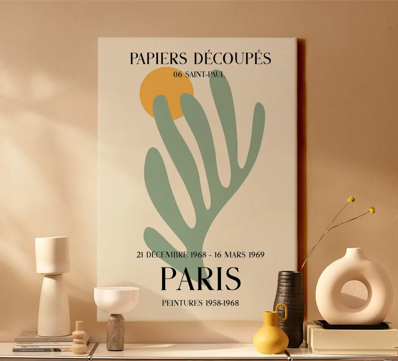 Saint-Paul París Recortables Planta Abstracta Print lienzo con Marco flotante de homdeco