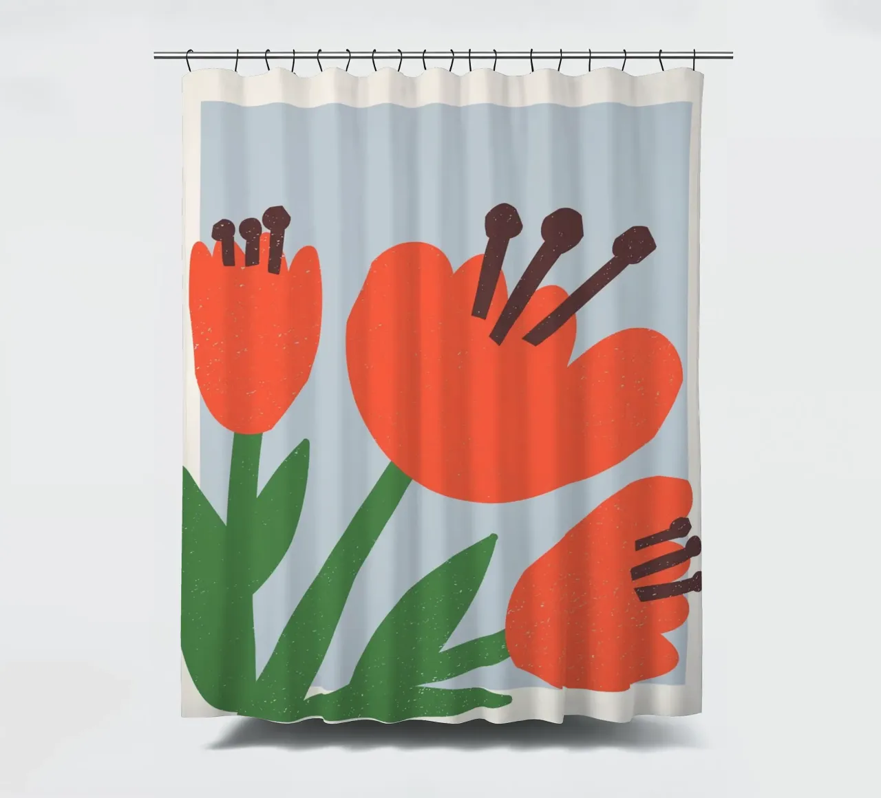 Rome Flower Market Abstract Red Bloom Print shower curtain by homdeco