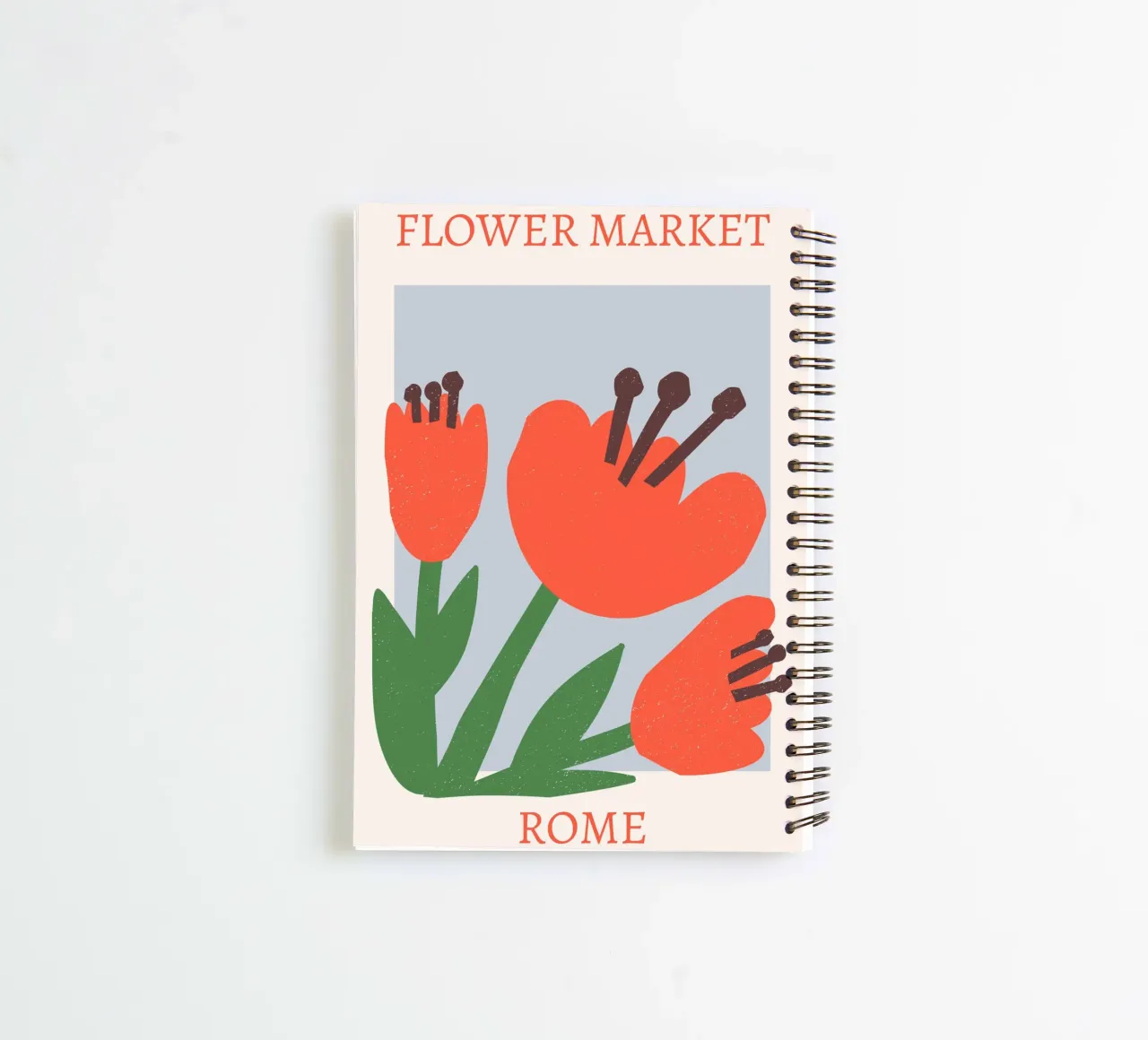 Rome Flower Market Abstract Red Bloom Print spiral notebook by homdeco