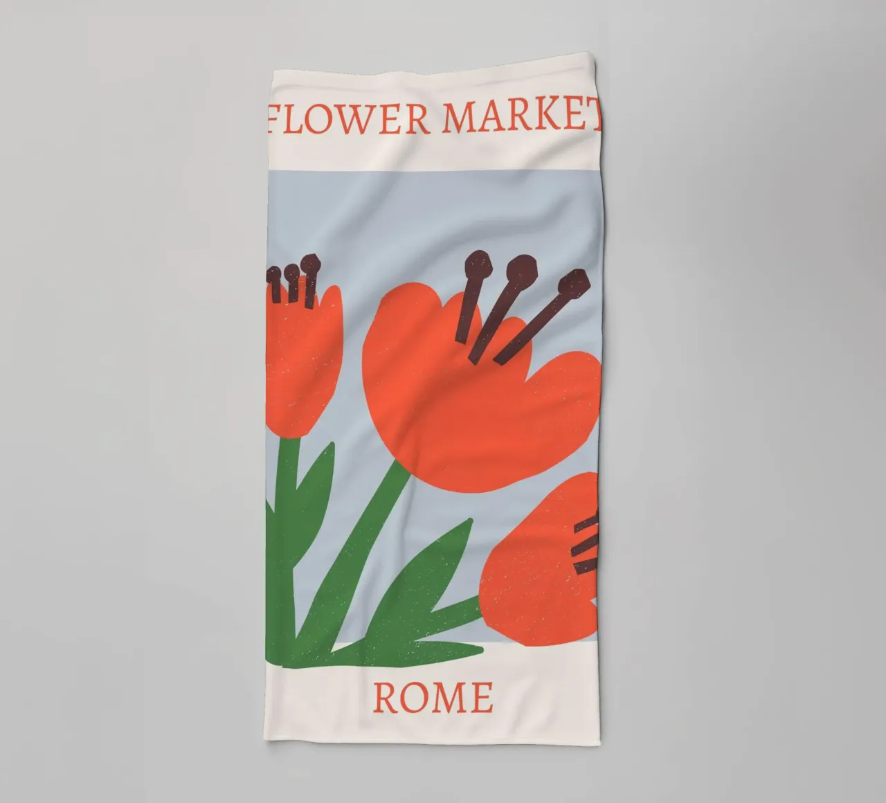 Rome Flower Market Abstract Red Bloom Print towel by homdeco
