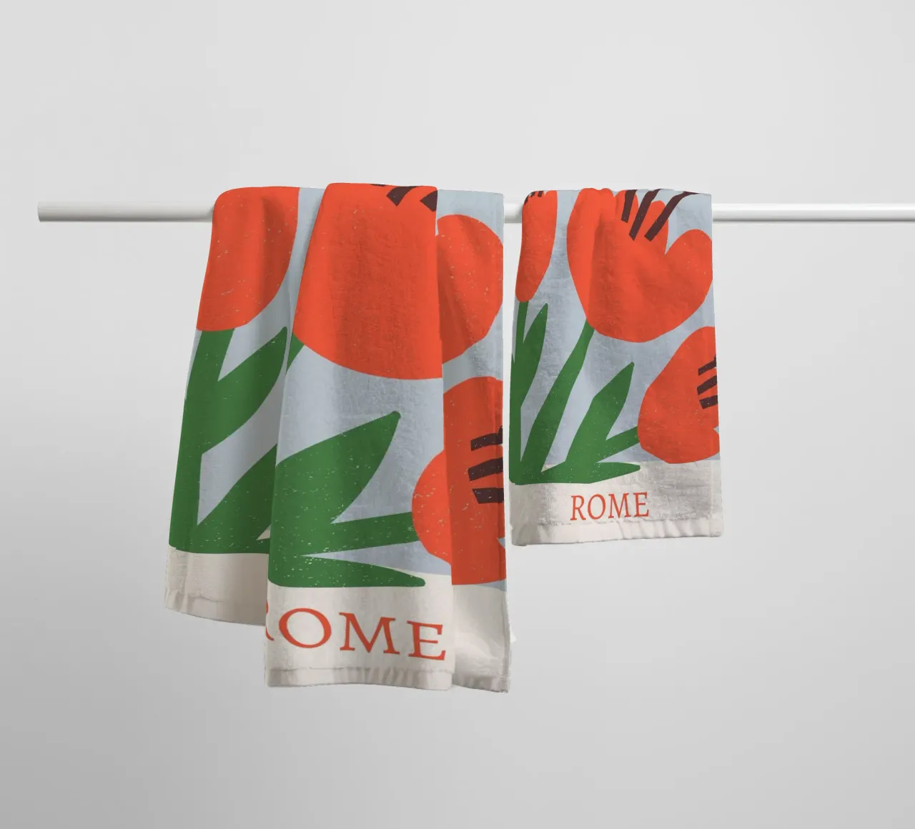 Rome Flower Market Abstract Red Bloom Print towel by homdeco