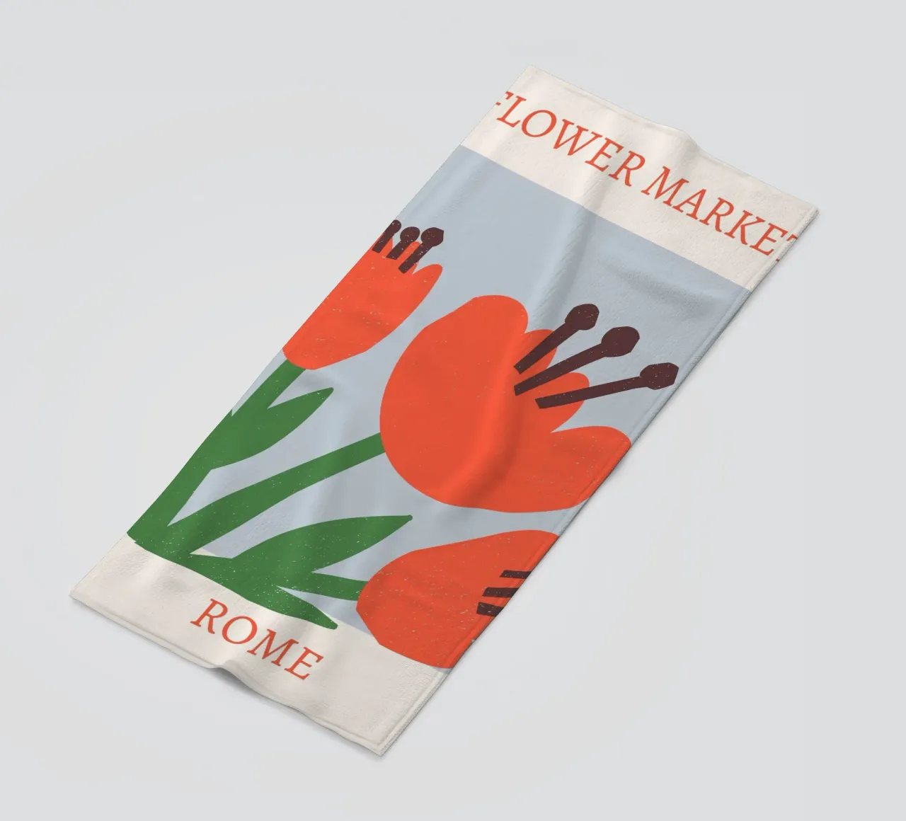 Rome Flower Market Abstract Red Bloom Print beach towel by homdeco