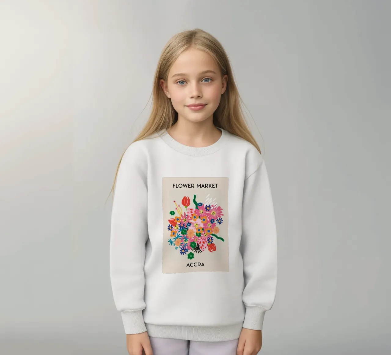 Accra Flower Market Vibrant Abstract Bouquet kids sweatshirt by homdeco