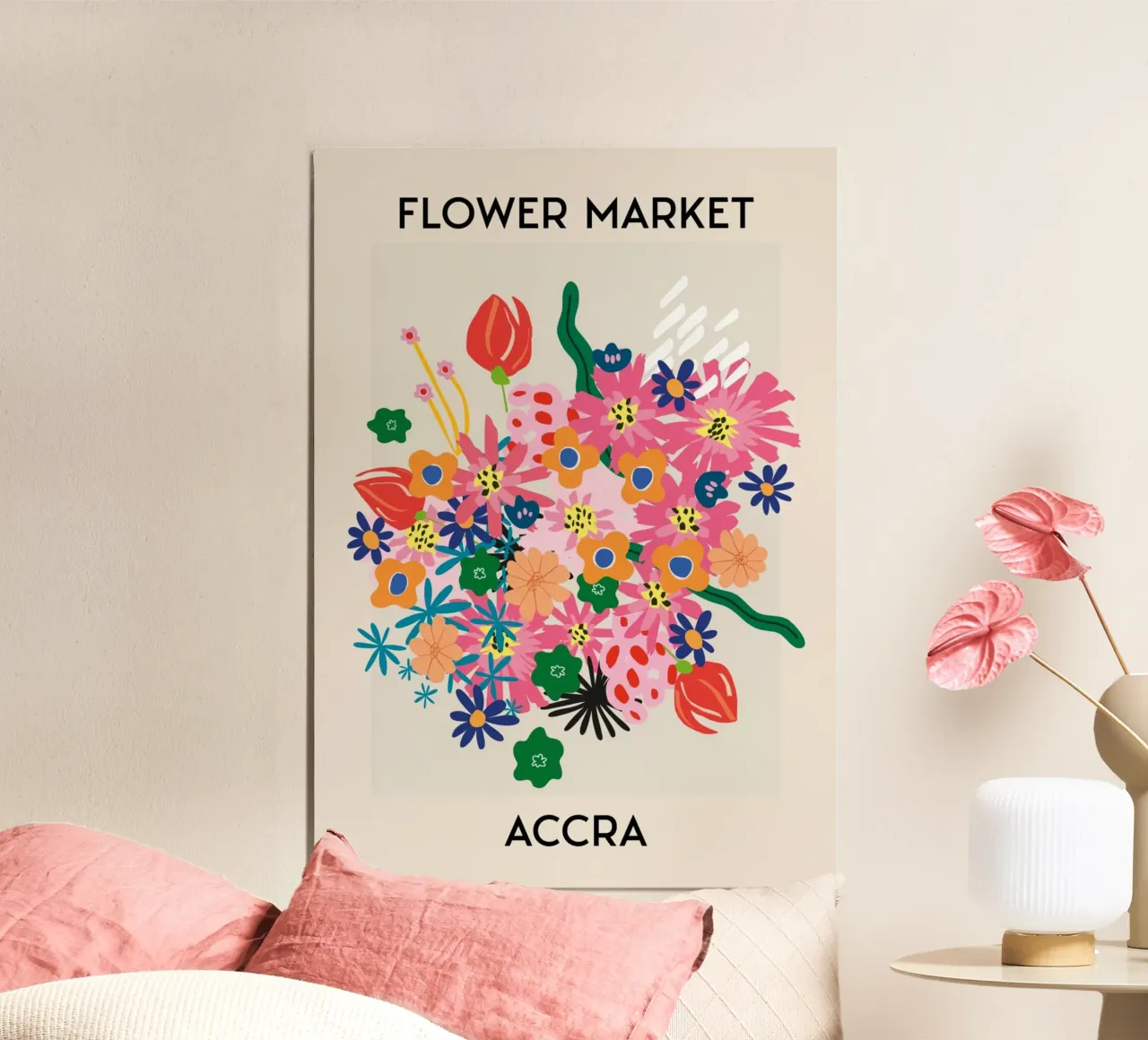 Accra Flower Market Vibrant Abstract Bouquet hahnemühle by homdeco