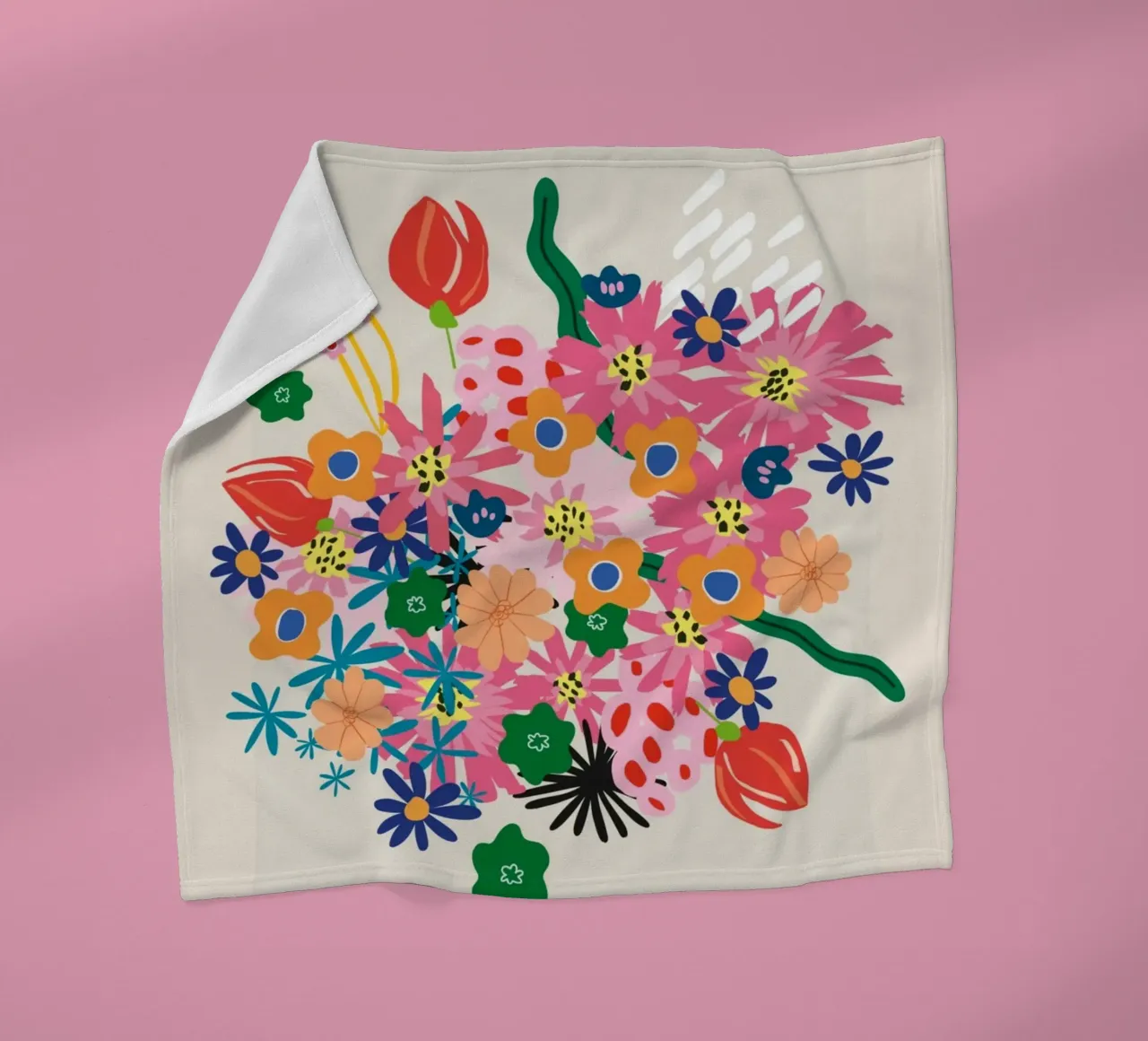 Accra Flower Market Vibrant Abstract Bouquet fleece blanket by homdeco