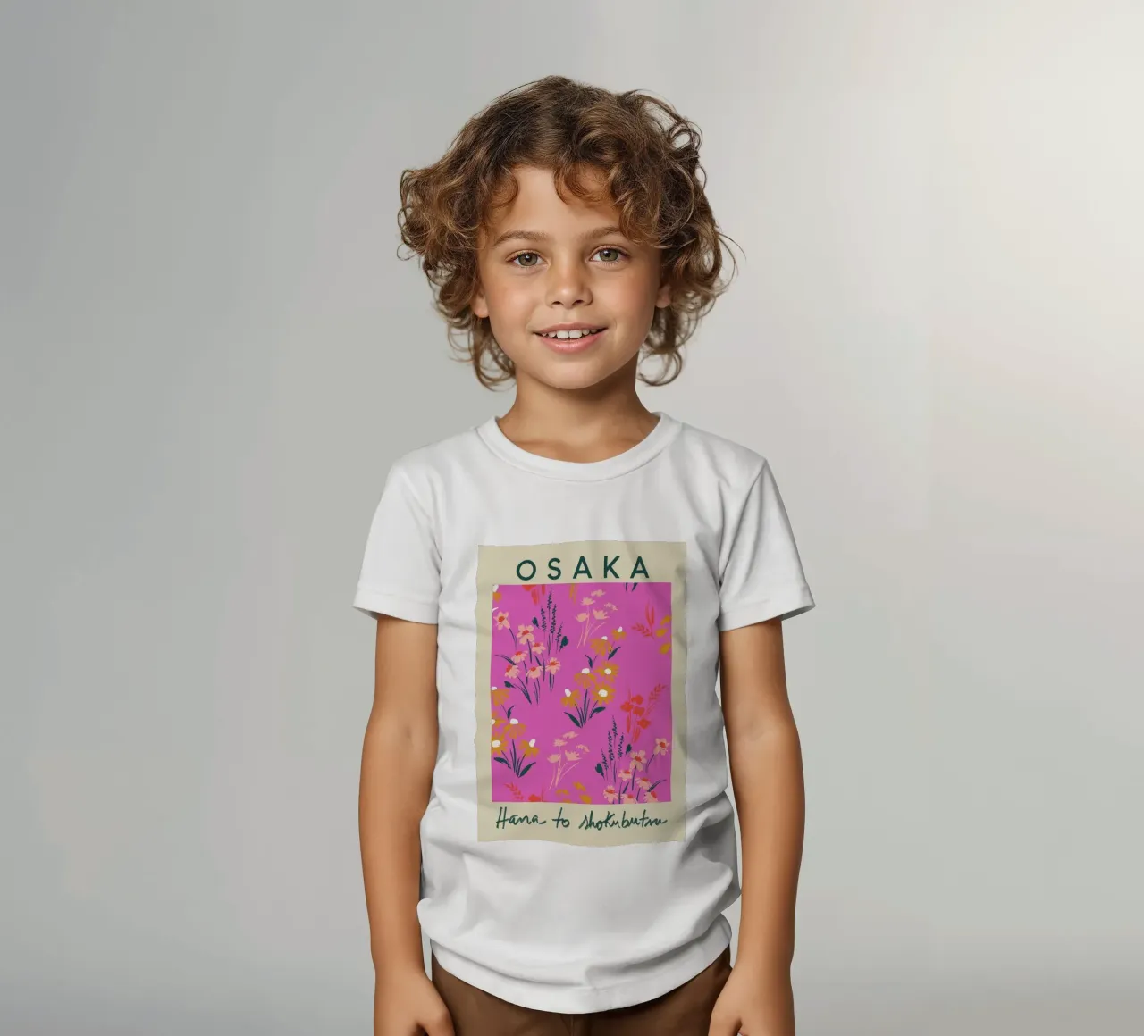 Osaka Hana to Shokubutsu Pink Floral Print kids t-shirt by homdeco