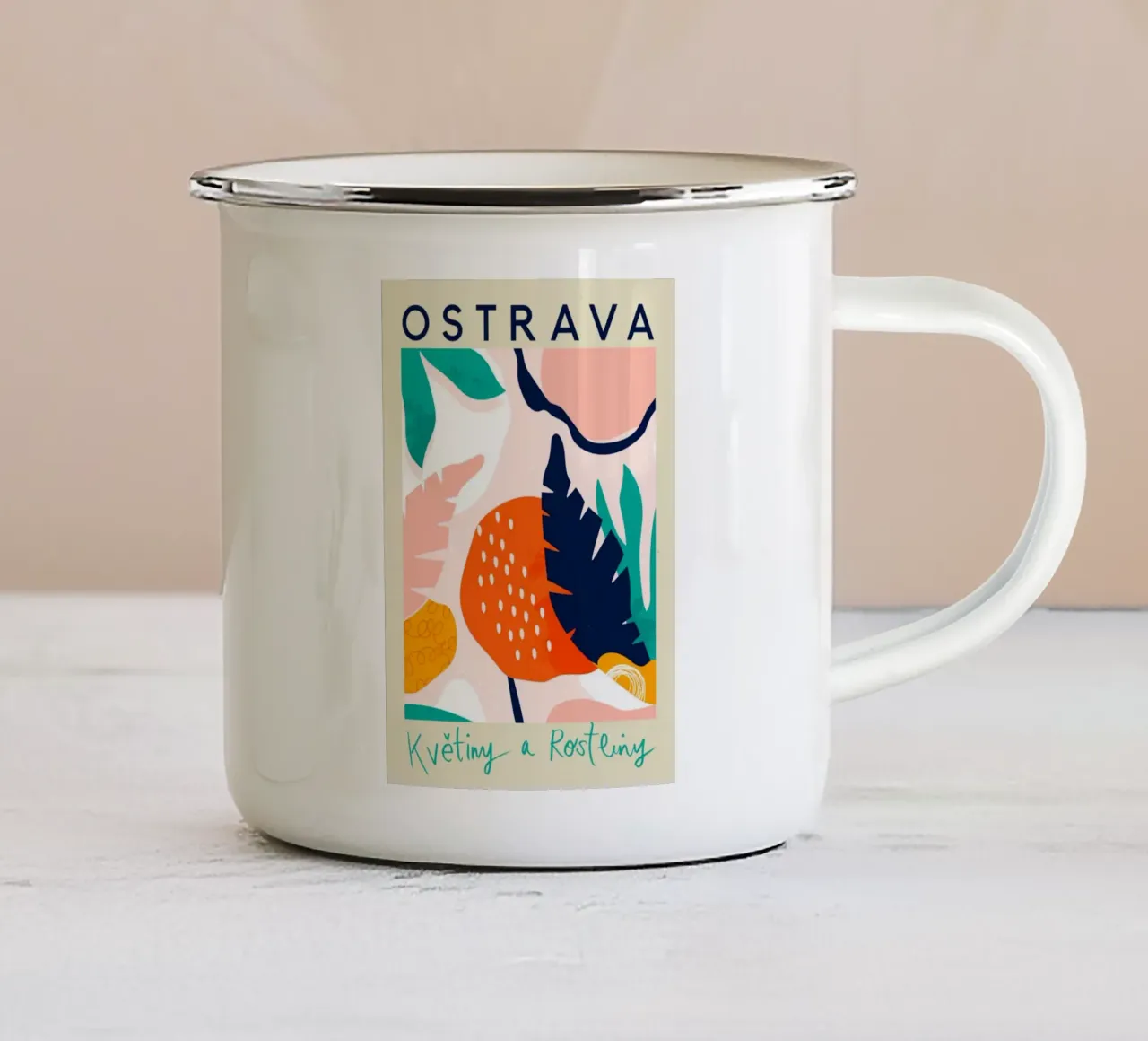 Ostrava Flowers and Plants Abstract Tropical enamel mug by homdeco